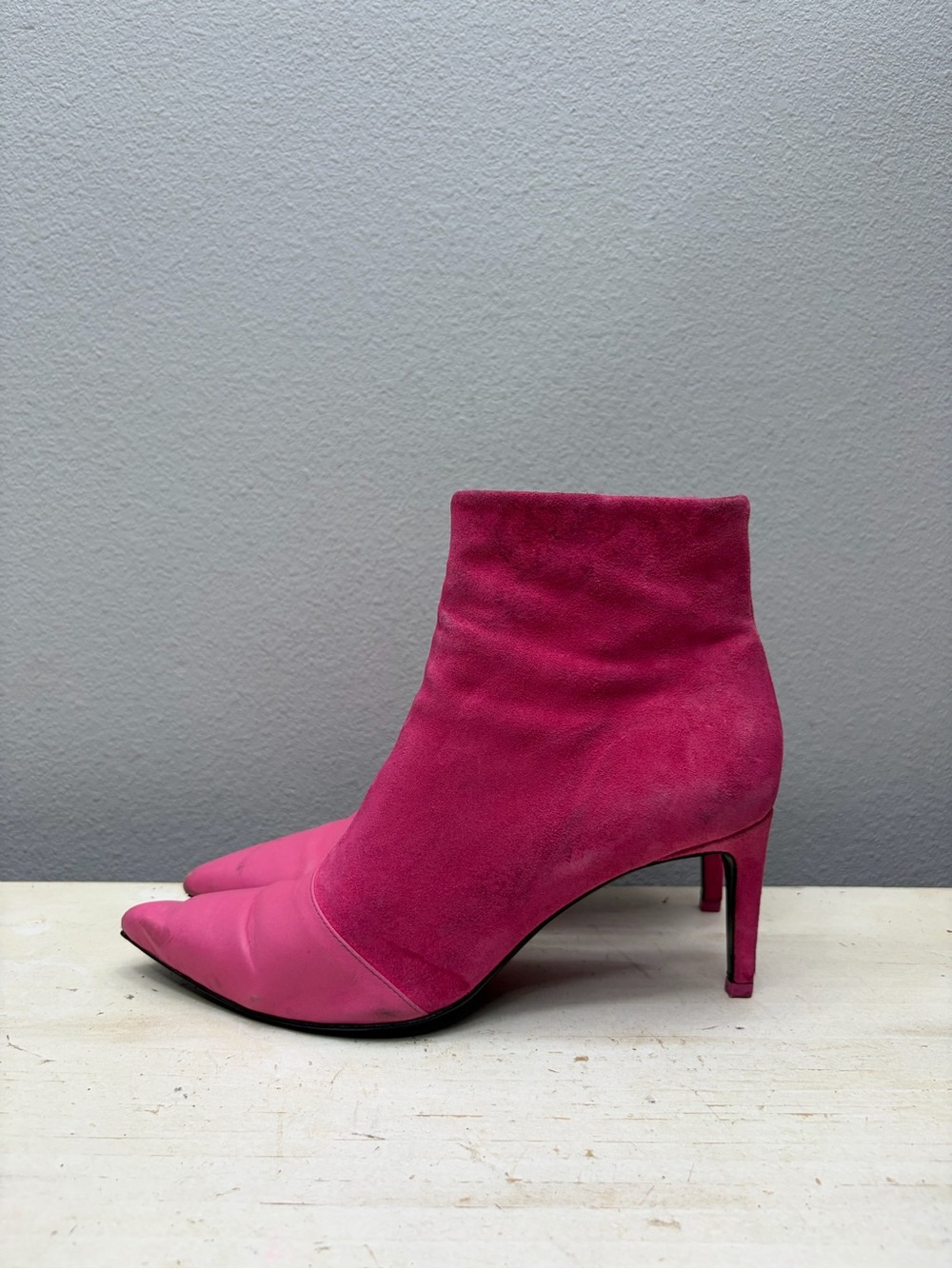Rag & Bone Pink Leather/Suede Pointed Heeled Ankle Boots Size 39.5